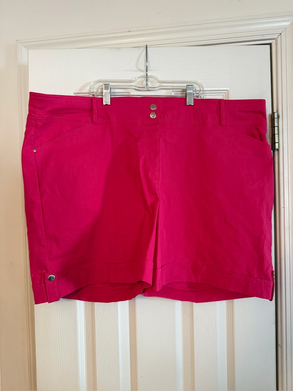 Women's Bright Pink Casual Bermuda Shorts